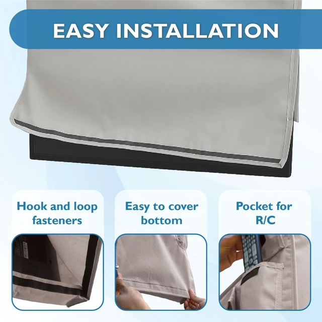 Alt view image 10 of 10 - Outdoor TV Cover 60-65 inch - WITH FRONT FLAP - Weatherproof, Waterproof protection, Soft Interior, With Bottom cover - Gray