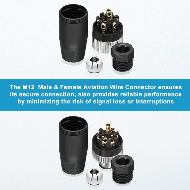 Alt view image 8 of 10 - MECCANIXITY 8 Pin M12 Male & Female Aviation Wire Connector, 4 Set Waterproof IP67 Circular Connector for Networks Instruments Computer