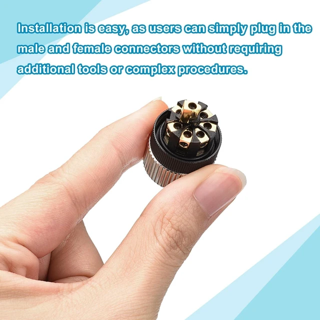 Alt view image 10 of 10 - MECCANIXITY 8 Pin M12 Male & Female Aviation Wire Connector, 4 Set Waterproof IP67 Circular Connector for Networks Instruments Computer
