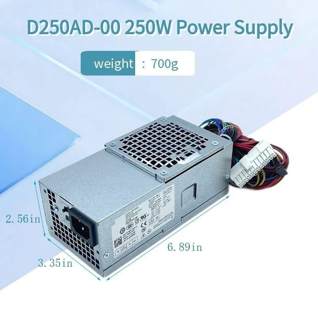 Alt view image 8 of 10 - New 250W Power Supply D250AD-00 L250AD-00 H250AD-00 F250AD-00 for Dell OptiPlex 390 790 990 3010 SFF