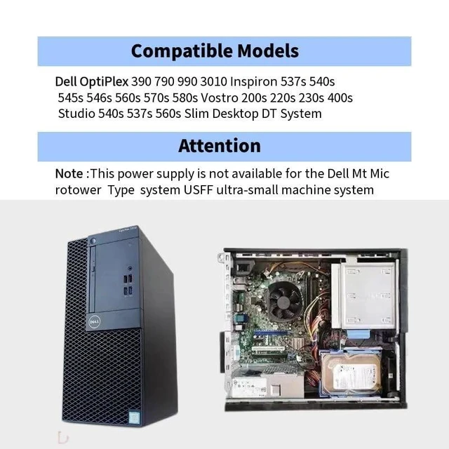 Alt view image 7 of 10 - New 250W Power Supply D250AD-00 L250AD-00 H250AD-00 F250AD-00 for Dell OptiPlex 390 790 990 3010 SFF