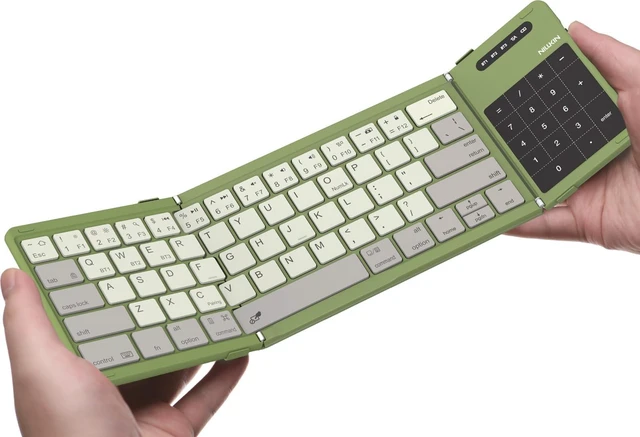 Alt view image 6 of 10 - Nillkin Bluetooth 5.0 Foldable Keyboard with Trackpad & Numpad, Full-Size Travel Portable Keyboard for iPad Tablet Laptop PC Smartphone Windows iOS Android, Triple Device Pairing, Green