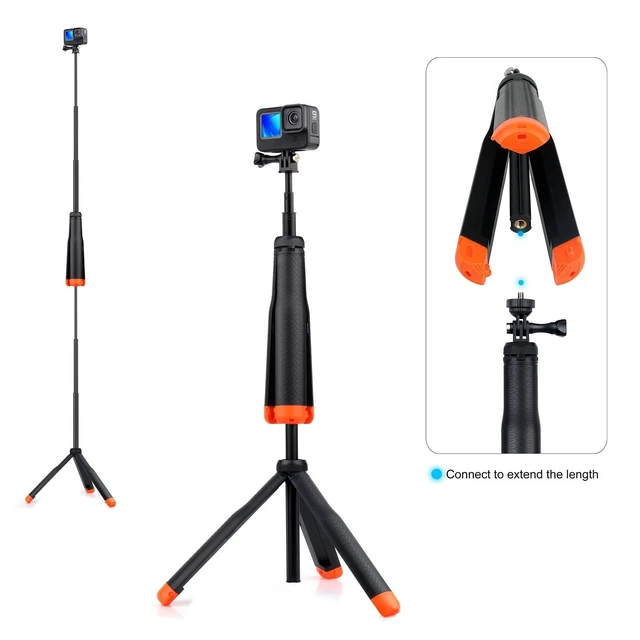 Alt view image 8 of 10 - GEPULY Floating Selfie Stick Underwater Hand Grip for GoPro Hero 13, 12, 11, 10, 9, 8, Insta360 Ace Pro 2, DJI OSMO Action 6 5 Pro 4 3 and Most Action Cameras Waterproof Tripod Extendable Monopod