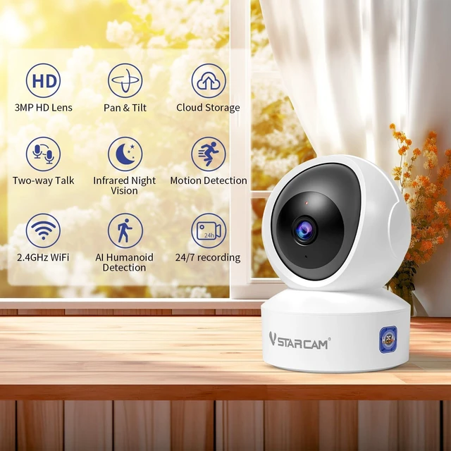 Alt view image 7 of 10 - VSTARCAM 1080P Wide-Angle Lens WiFi Security Camera Indoor, Color Night Vision, Motion Detection, Two-Way Audio