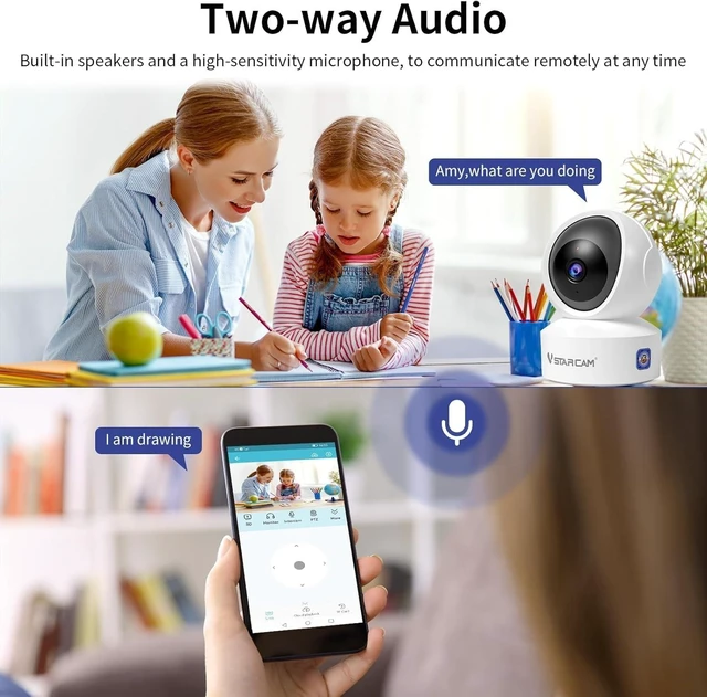 Alt view image 8 of 10 - VSTARCAM 1080P Wide-Angle Lens WiFi Security Camera Indoor, Color Night Vision, Motion Detection, Two-Way Audio