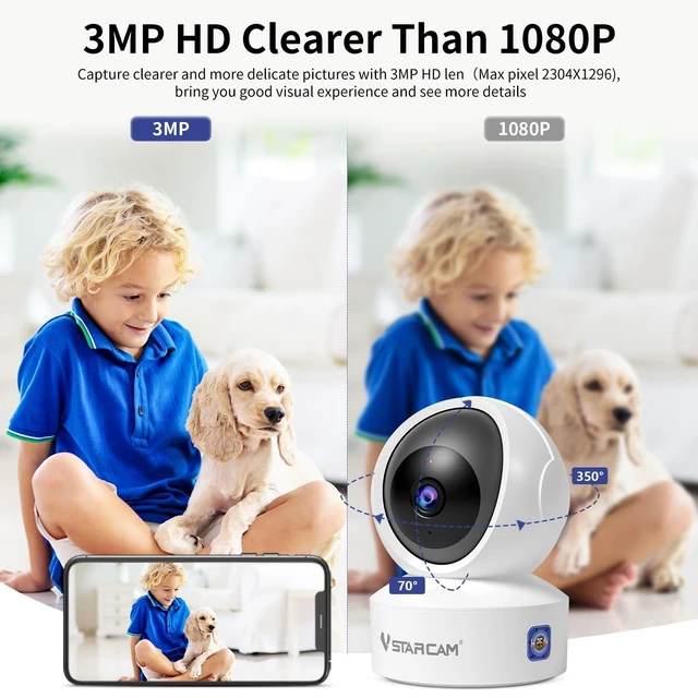 Alt view image 9 of 10 - VSTARCAM 1080P Wide-Angle Lens WiFi Security Camera Indoor, Color Night Vision, Motion Detection, Two-Way Audio