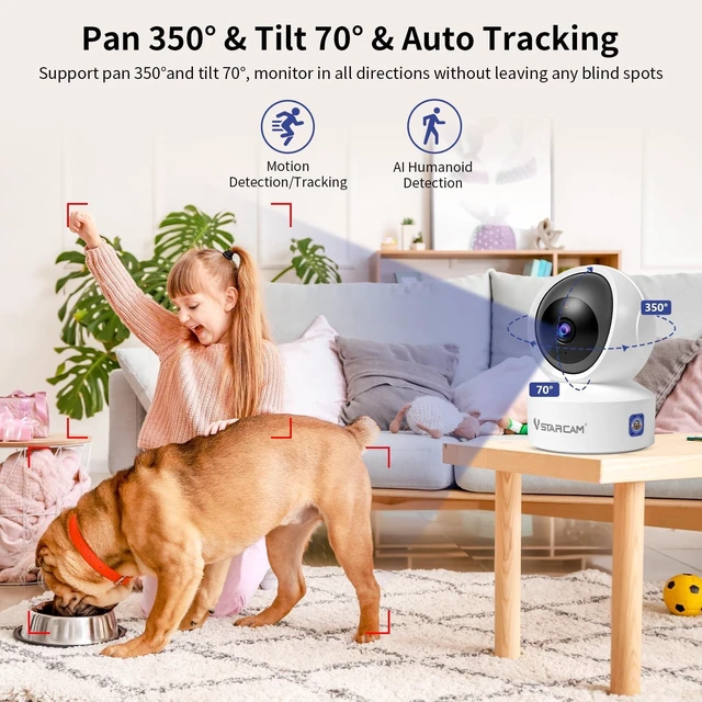 Alt view image 10 of 10 - VSTARCAM 1080P Wide-Angle Lens WiFi Security Camera Indoor, Color Night Vision, Motion Detection, Two-Way Audio