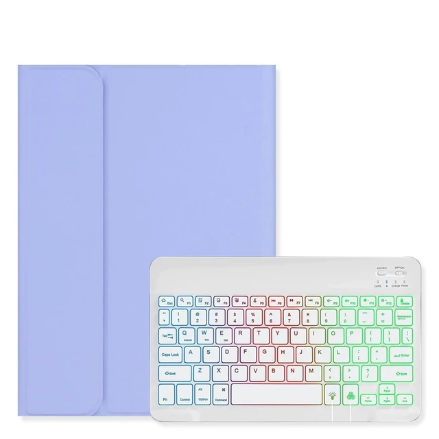 Alt view image 6 of 10 - Disonbeir Backlit Keyboard Case for iPad Air 13" (M3/M2), iPad Pro 12.9 (6th/5th/4th/3rd Generation) Case with Colorful RGB Rainbow Backlight Detachable Keyboard Cute Candy Color,Purple+White