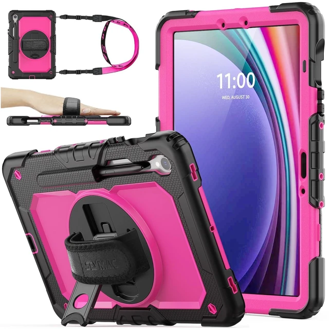 Alt view image 6 of 10 - SEYMAC stock Case for Samsung Galaxy Tab S10 Lite / S10 FE / S9 FE 5G / S9 Tablet Case 10.9''/ 11'' Protective with Screen Protector, Pen Holder, 360 Rotate Stand, Hand Strap, Shoulder Strap, Pink1