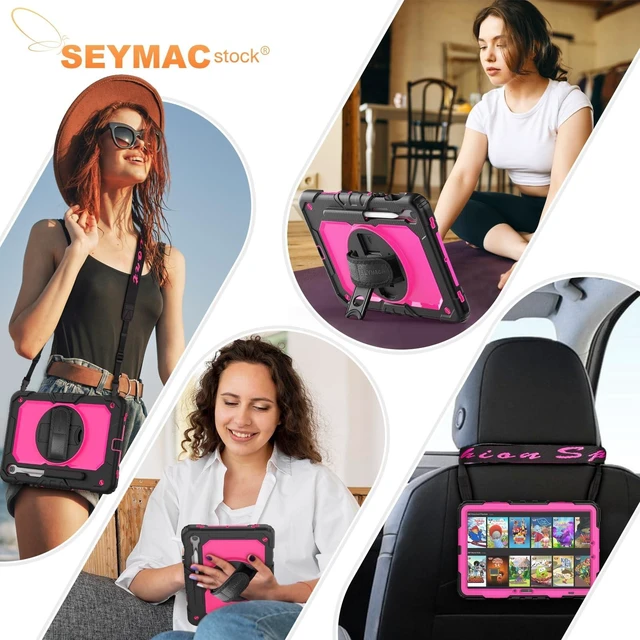Alt view image 10 of 10 - SEYMAC stock Case for Samsung Galaxy Tab S10 Lite / S10 FE / S9 FE 5G / S9 Tablet Case 10.9''/ 11'' Protective with Screen Protector, Pen Holder, 360 Rotate Stand, Hand Strap, Shoulder Strap, Pink1