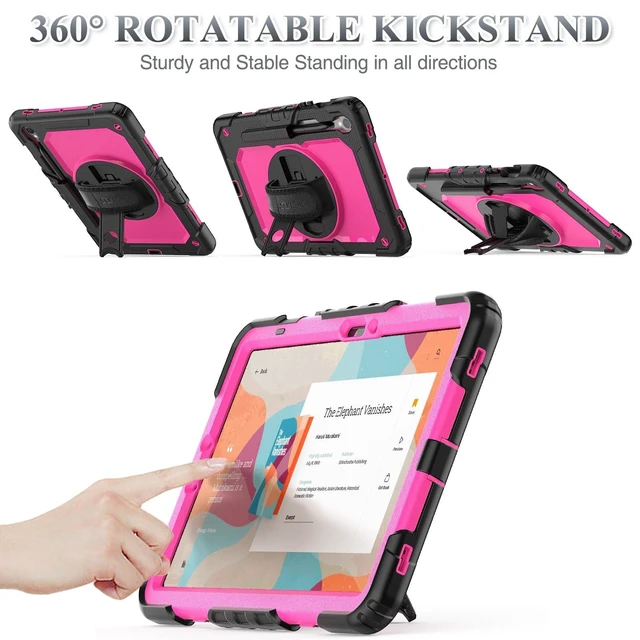 Alt view image 9 of 10 - SEYMAC stock Case for Samsung Galaxy Tab S10 Lite / S10 FE / S9 FE 5G / S9 Tablet Case 10.9''/ 11'' Protective with Screen Protector, Pen Holder, 360 Rotate Stand, Hand Strap, Shoulder Strap, Pink1