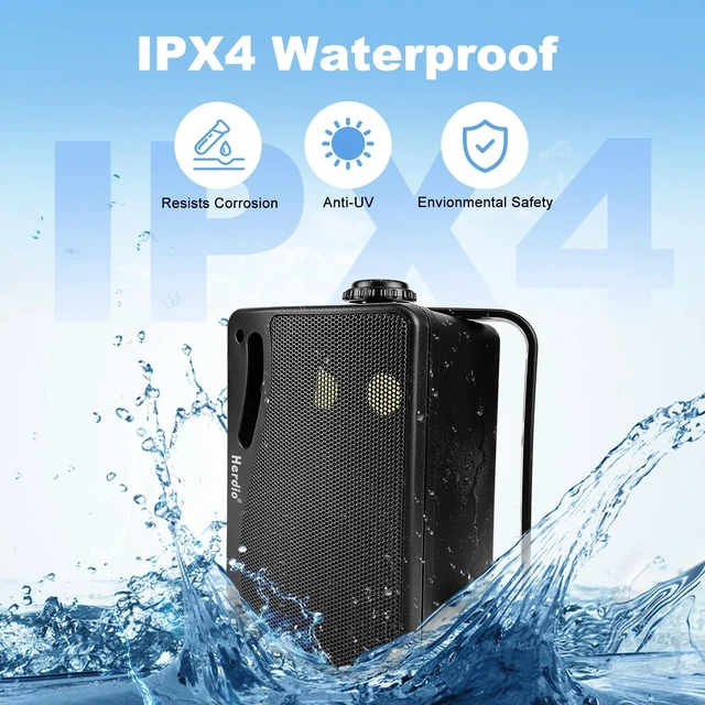 Alt view image 9 of 10 - Herdio 3.5 Inch Passive Outdoor Speakers Wired Waterproof Wall Mount Speakers with 400W Superior Sound, All-Weather Durability, for Home Patio Garden Marine Boat Garage Indoor,4-Pack Balck