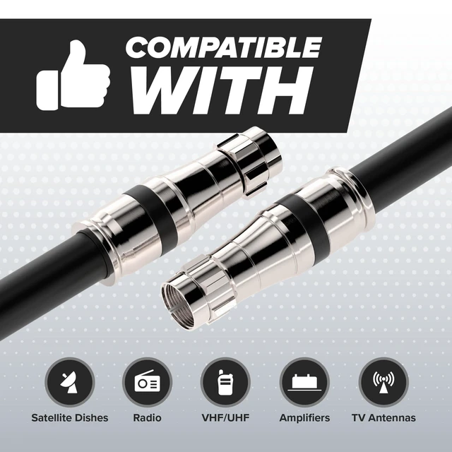 Alt view image 8 of 10 - THE CIMPLE CO - RG11 Coaxial Cable 25 FT - Indoor/Outdoor Dual-Shielded Coax Cable for TV Antenna, Satellite Extension, Internet, CATV - Weather-Sealed RG11 Wire 25 Feet (7 Meters), Black