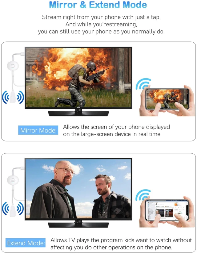 Alt view image 9 of 10 - AT-Mizhi 4K Wireless HDMI Display Dongle Adapter 1080P - TV Screen Mirroring Casting from i-Phone/Pad/Laptop to TV/Projector/Monitor, Support Miracast/Airplay/DLNA