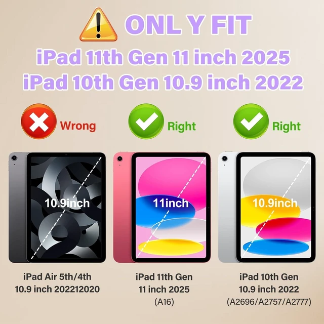 Alt view image 7 of 10 - TOMORRY for iPad (A16) 11th Generation 11 Inch 2025/iPad 10th Generation Case 10.9 Inch 2022 with Tempered Glass Screen Protector,Unicorn Stand,Shoulder Strap,for iPad 10 Case Kids Girls (Dark Purple)