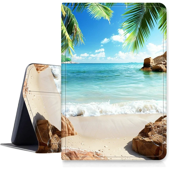 Alt view image 6 of 10 - DIGTIALLL Case for Kindle Fire HD 8 & 8 Plus Tablet (12th Generation/10th Generation, 2024/2022/2020 Release) PU Leather Smart Protective Cover with Auto Sleep/Wake,Beach Palm Trees