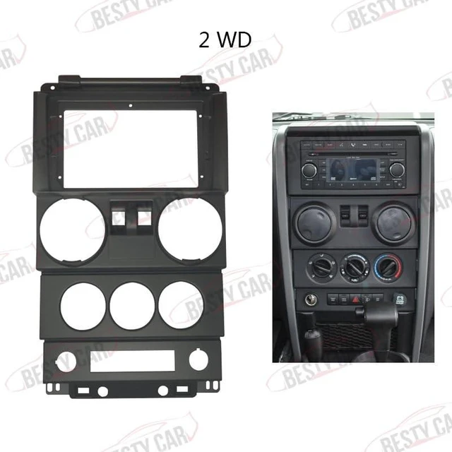 Alt view image 7 of 10 - Fits for Jeep Wrangler 2008 2009 2010 2 Doors Car Radio Stereo Fascia Frame Double DIN 9 inch Dash Installation Mounting Kit