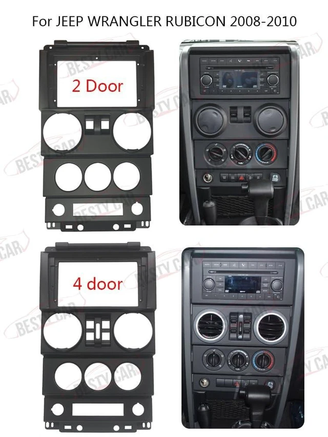 Alt view image 8 of 10 - Fits for Jeep Wrangler 2008 2009 2010 2 Doors Car Radio Stereo Fascia Frame Double DIN 9 inch Dash Installation Mounting Kit
