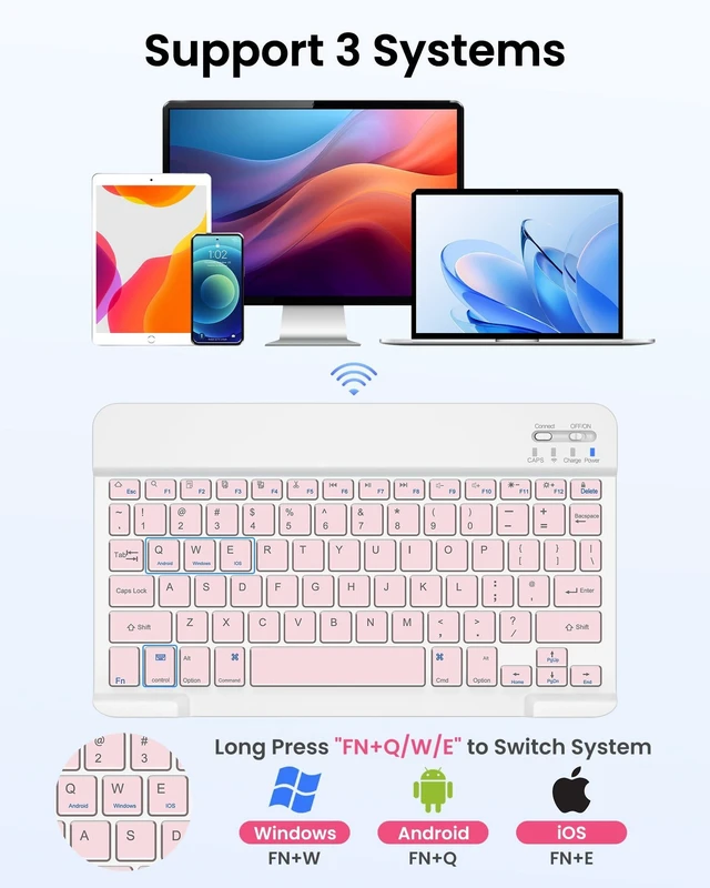 Alt view image 8 of 10 - kantaj for iPad 10.2" 9th 8th 7th Generation Keyboard Case with Mouse, 10.5 inch iPad Air 10.5"(3rd Gen)/iPad Pro Case with Keyboard and Mouse & Pencil Holder, Wireless, Bluetooth, Detachable, Pink