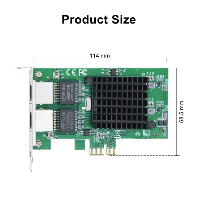 Alt view image 9 of 10 - H!Fiber 2 Pack Gigabit Dual NIC with Intel 82576 Chip, 1Gb Network Card Compare to Intel E1G42ET NIC, 2 RJ45 Ports, PCI Express 2.1 X1, Ethernet Card with Low Profile for Windows/Windows Server/Linux