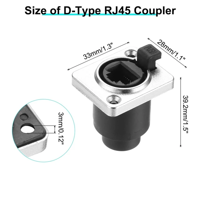 Alt view image 7 of 10 - MECCANIXITY D Type RJ45 Coupler, Panel Mount Connector IP65 Waterproof RJ45 Socket Female to Female LAN Network Bulkhead Pass Through Socket for CAT6/CAT5E/CAT5, Pack of 10
