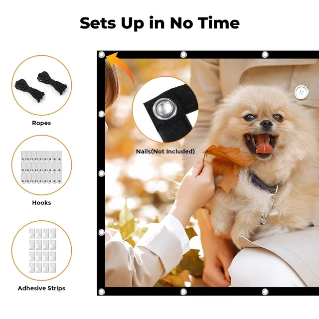 Alt view image 10 of 10 - Projection Screen Outdoor, iSinbox 100inch Portable Projector Screen 16:9 HD Foldable Anti-Crease Indoor Double Sided Movie Projector Screen for Home, Party, Office, Classroom