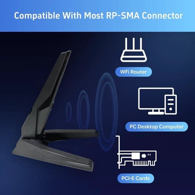 Alt view image 9 of 10 - WiFi 6e 7 Antenna 2T2R Dual Band Moving Antenna Magnetic Base RP-SMA Connector for PC Desktop Computer Motherboard Bluetooth Card Wireless WiFi Router Wi-Fi7 with 2.79ft Extension Cable