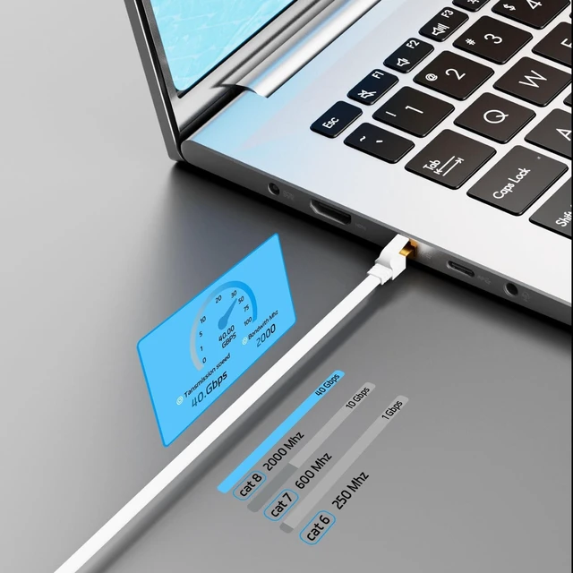 Alt view image 9 of 10 - Ximhun Cat 8 Ethernet Cable, High-Speed Internet Cable Network Cord with RJ45 Connector 40Gbps 2000Mhz Heavy Duty LAN Cable Shielded Indoor,100FT White
