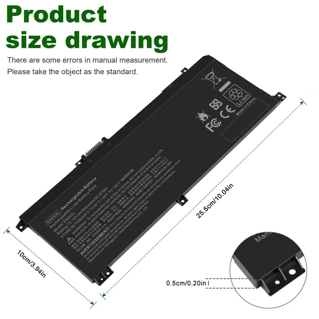 Alt view image 7 of 10 - SA04XL SAO4XL Battery for HP Envy X360 15m-ds0011dx 15m-dr0012dx 15m-dr0011dx 15m-ds0xxx 15m-dr0xxx 15t-dr100 15m-dr1xxx 17t-cg100 17-cg100 15M-DR 15M-DS SA04055XL L43267-005 L43248-AC2 HSTNN-OB1F