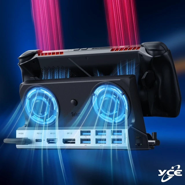 Alt view image 8 of 10 - Legion Go/ROG Ally/Steam Deck Dock - 14-in-1 Docking Station Dual Cool Fans Steam, 4K@60Hz, 6 USB Ports, VGA, DP, 100W PD Charging, Gigabit Ethernet Fit for Steam Deck