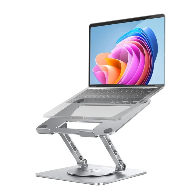 Alt view image 6 of 10 - VAJUN Rotating Laptop Stand, 360 Angle Swivel, Height Adjustable for Neck/Shoulder Health, Solid Aluminum Base, Fits 10"-17" Laptop & Tablet (Silver)