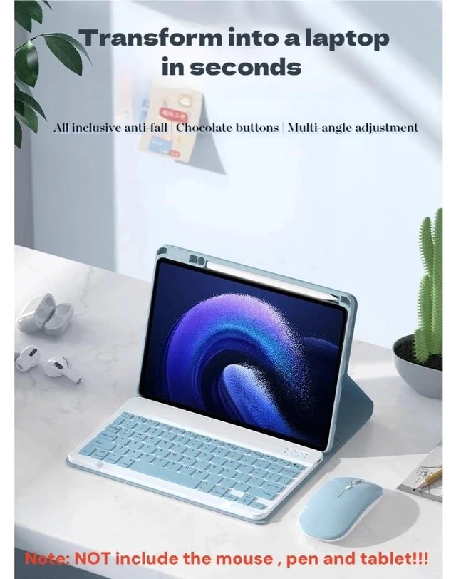 Alt view image 7 of 10 - NUWONAYA Keyboard Case for Xiaomi Redmi Pad SE 11" 2023, Slim Flip Case with Pencil Holder Magnetically Detachable Candy Color Keyboard,Purple