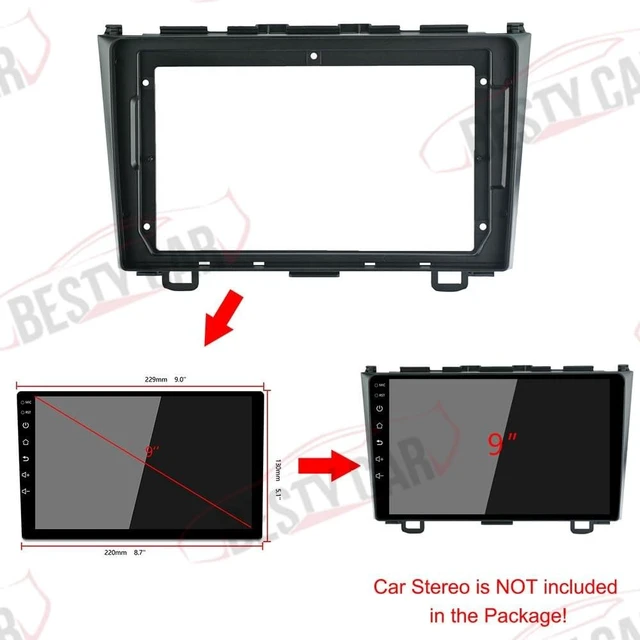 Alt view image 6 of 8 - Fits for Honda CRV 2007-2012 Car Radio Stereo Fascia Frame Double DIN 9 inch Dash Installation Mounting Kit
