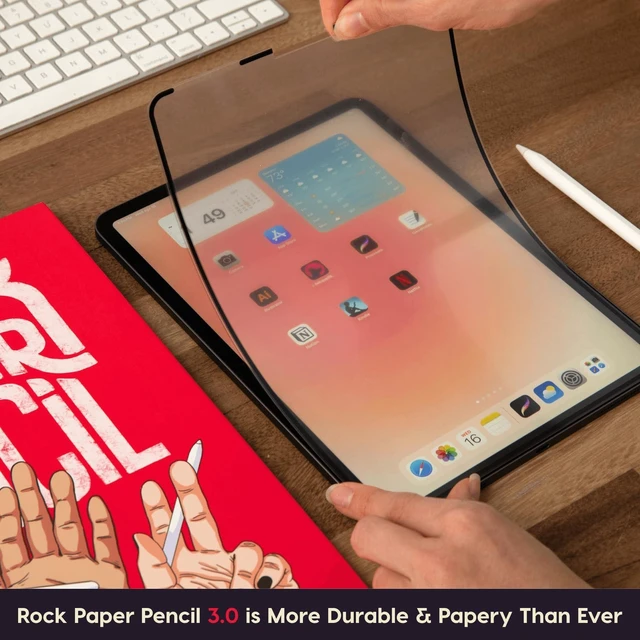 Alt view image 7 of 10 - Astropad Rock Paper Pencil v3.0 2025 Upgraded Version Paper Screen Protector for iPad Air 11-in (M2, 2024) & (M3, 2025) & iPad 10.9-in. (10th & 11th Gen) + Apple Pencil Tips 2 Pack Compatible with