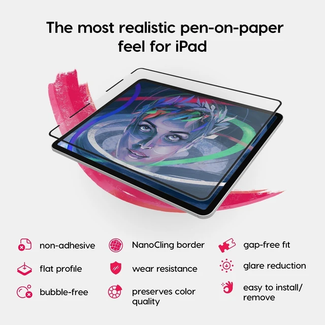 Alt view image 8 of 10 - Astropad Rock Paper Pencil v3.0 2025 Upgraded Version Paper Screen Protector for iPad Air 11-in (M2, 2024) & (M3, 2025) & iPad 10.9-in. (10th & 11th Gen) + Apple Pencil Tips 2 Pack Compatible with