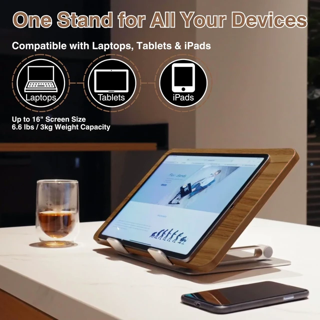 Alt view image 9 of 10 - AVARO Adjustable Laptop Stand Ergonomic Laptop Stand with Customizable Height & Angle, Robust Design Laptop Riser for Desk, Portable, Foldable & Durable Computer Stand for Home or Office Use