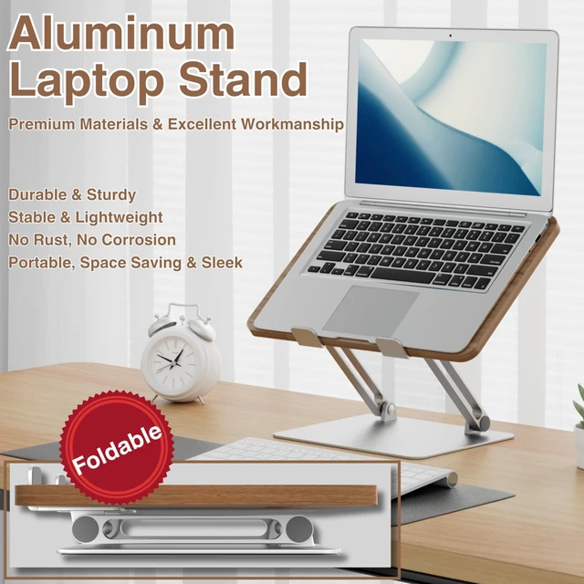 Alt view image 8 of 10 - AVARO Adjustable Laptop Stand Ergonomic Laptop Stand with Customizable Height & Angle, Robust Design Laptop Riser for Desk, Portable, Foldable & Durable Computer Stand for Home or Office Use