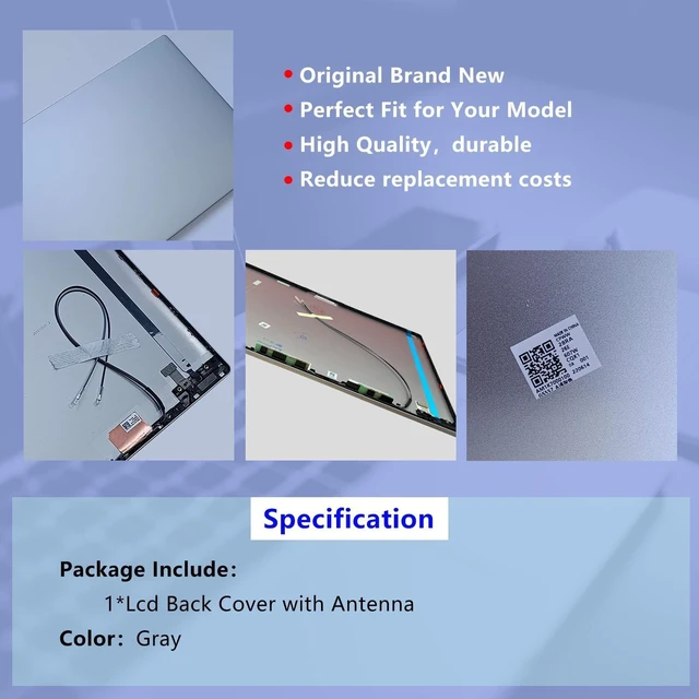 Alt view image 8 of 10 - D-KXCPELE New for ideapad 5 15IIL05 LCD Back Cover W/Antenna,P/N:5CB0X56524,Gray(Touch Version)