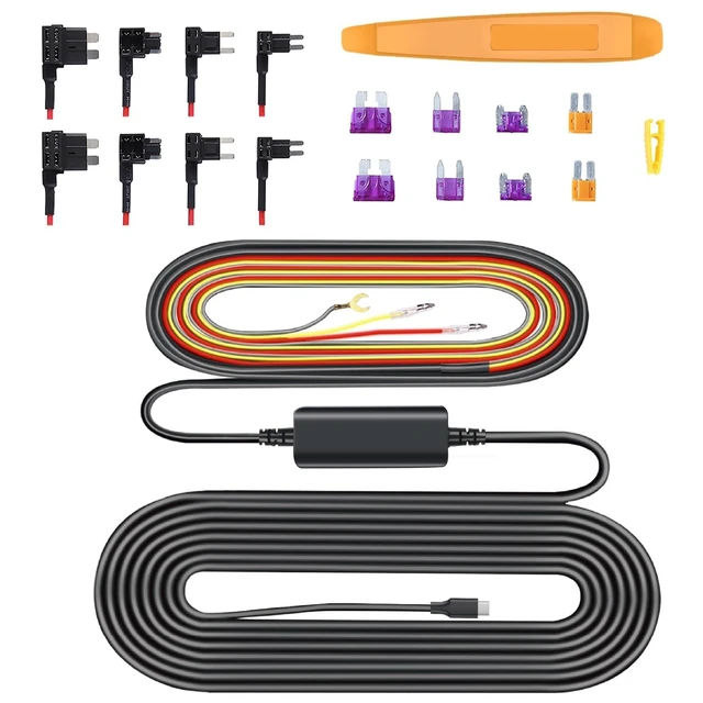 Alt view image 6 of 10 - Affver Type C Dashcam Hardwire Kit for A4 Dual Front and Rear, Hardwire Kit Fuse for Dash Camera with Fuse Taps and Installation Tools, Low Voltage Protection for Dash Cam 11.5ft