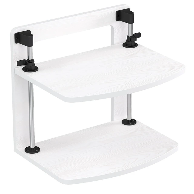 Alt view image 6 of 10 - WikrOck 15.6 14 13.3 Inch Laptop Computer Monitor Stand Riser for Reduced Neck Strain, Adjustable Height Desk Shelf Organizer Monitor Riser Stand for PC Monitor Laptop - Withe - Wood Grain, MR01-L