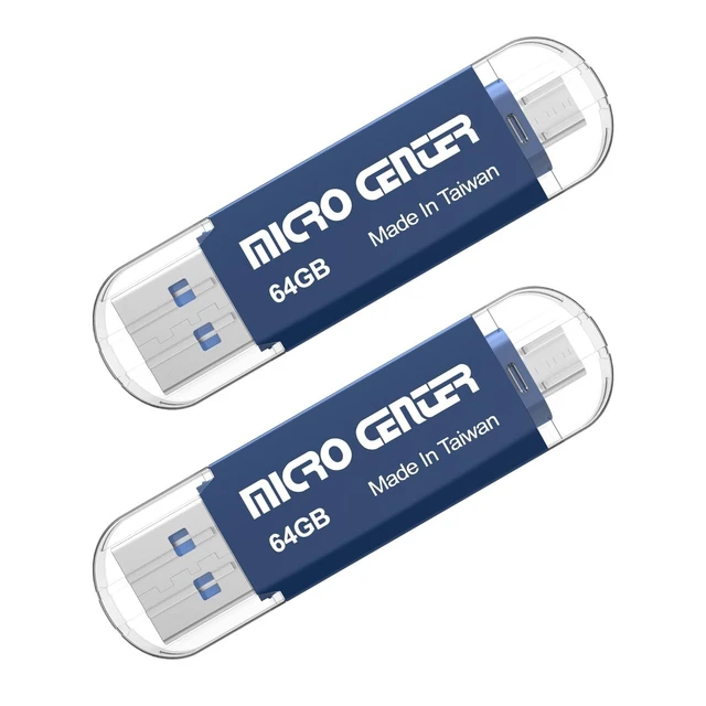 Alt view image 6 of 10 - INLAND Micro Center SuperSpeed 2 Pack 64GB Dual Drive Type C and Type A 2-in-1 up to 100MB/s USB 3.0 Flash Drive OTG Thumb Drive Memory Storage Stick for Android Computers MacBook Tablets PC, Blue