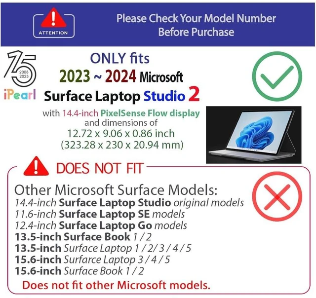 Alt view image 7 of 10 - mCover Case Compatible ONLY for 2023-2024 14.4" Microsoft Surface Laptop Studio 2 Notebook Computer (NOT Fitting Any Other Microsoft Models) - Purple