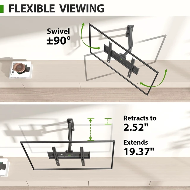 Alt view image 9 of 10 - USX MOUNT Swivel TV Wall Mount for 26-60 Inch TVs up to 80 lbs, Single Articulating Arm, Full Motion TV Wall Mount Bracket with Swivel and Tilt, Max VESA 400x400mm