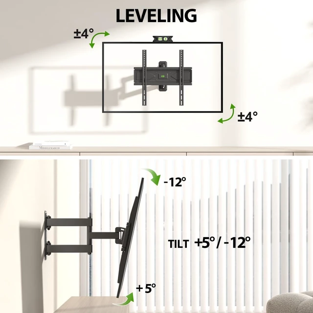 Alt view image 10 of 10 - USX MOUNT Swivel TV Wall Mount for 26-60 Inch TVs up to 80 lbs, Single Articulating Arm, Full Motion TV Wall Mount Bracket with Swivel and Tilt, Max VESA 400x400mm