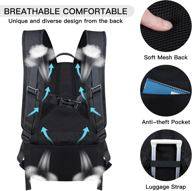 Alt view image 7 of 10 - ANTERK Extra Large Laptop Backpack, 18.4 Inch Laptop Backpacks for Men Women with USB Port, 55L Anti Theft Water Resistant College Bussiness TSA Airline Approved Work Computer Backpack, Red