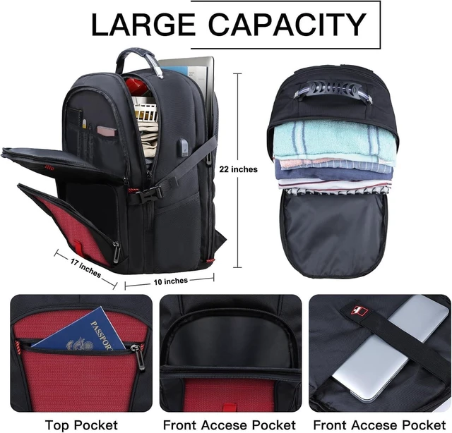 Alt view image 10 of 10 - ANTERK Extra Large Laptop Backpack, 18.4 Inch Laptop Backpacks for Men Women with USB Port, 55L Anti Theft Water Resistant College Bussiness TSA Airline Approved Work Computer Backpack, Red