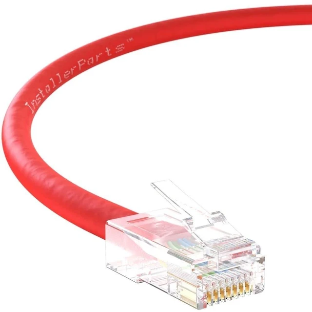 Alt view image 6 of 10 - InstallerParts (10 Pack Ethernet Cable CAT5E Cable UTP Non-Booted 5 FT - Red - Professional Series - 1Gigabit/Sec Network/Internet Cable, 350MHZ