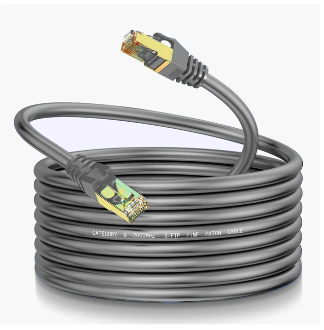 Alt view image 6 of 10 - LEKVKM Cat8 Ethernet Cable 75Ft S/FTP Outdoor&Indoor Heavy Duty High Speed Cat8 LAN Network Cable Round 40Gbps 2000Mhz Gray