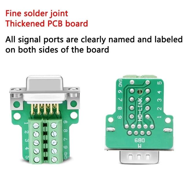 Alt view image 9 of 10 - ANMBEST 10PCS DB9 Male Breakout Connector,DB9 Solderless RS232 D-SUB Serial to 9-pin Port Terminal Adapter Connector Breakout Board with Case Long Bolts Tail Pipe