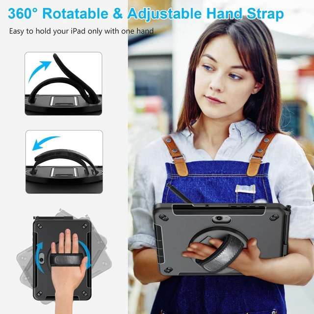 Alt view image 9 of 10 - Case for Galaxy Tab Active 5 Pro 2025/4 Pro 2022/2019 10.1 Inch: TPU Cocer with Stand- Screen Protector -Hand Strap - Shoulder Strap - Pencil Holder - Black